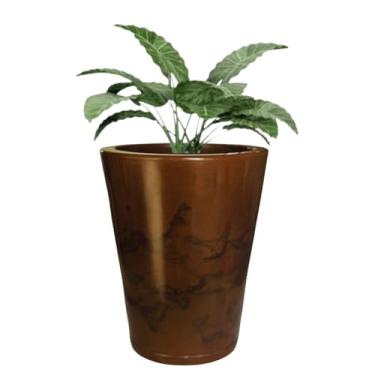 Imagem de Vaso Grande Liso Polietileno Marmorizado Plantas Luxo Jardim Varanda (Marrom Cacau)