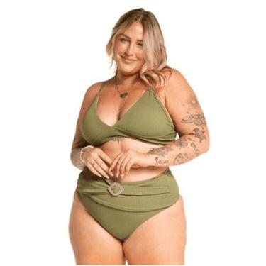 Imagem de Biquíni Plus Size Hot Pants Calcinha Cintura Alta Top Bojo Biquíni Fem