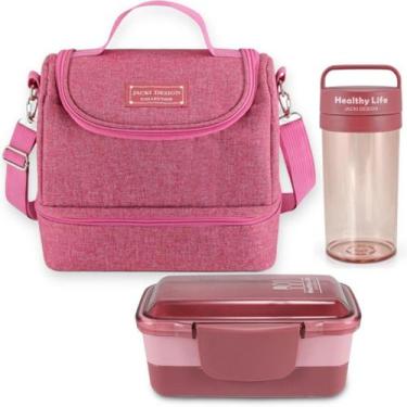 Imagem de Bolsa Térmica Lancheira Necessaire 2 Andares + Pote Marmita Lanches 2 