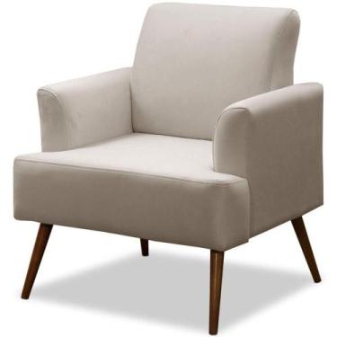 Imagem de Poltrona Para Sala Decorativa C- Pés Palito Pisa Veludo Bege - KONFORT