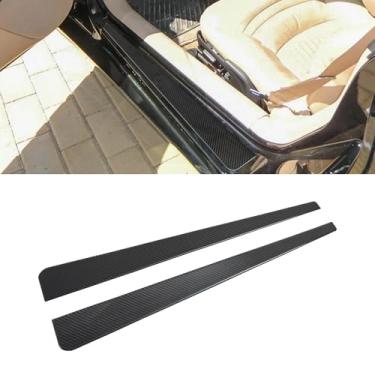 Imagem de Fancemot Protetor de soleira de porta interna de fibra de carbono real compatível com Corvette C5 1997–2004, acessórios adesivos de decoração de interiores de placas de soleira de porta