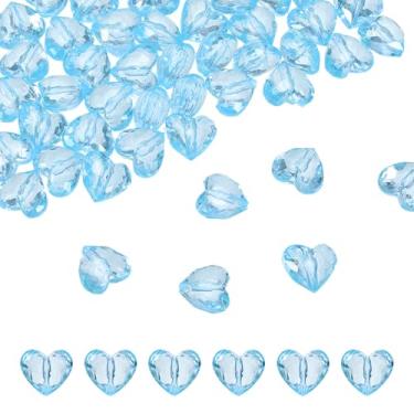 Imagem de Generic 50 peças de contas de coração de acrílico 19 x 17 mm em forma de coração artesanato contas soltas cristais pedras preciosas com orifício para decoração fazer pulseira, colar, fabricação de