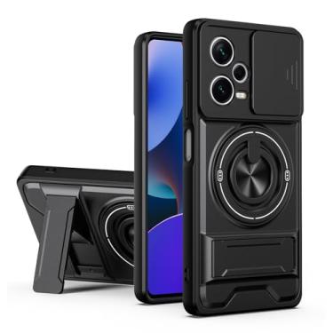 Imagem de SORAKA Capa para Xiaomi Redmi Note 12 Pro 5G com suporte,proteção de lente com janela e capa dupla de PC e TPU compatível com suporte magnético para carro