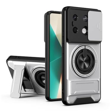 Imagem de SORAKA Capa para Xiaomi Poco X6 5G com suporte,proteção de lente com janela e capa dupla de PC e TPU compatível com suporte magnético para carro