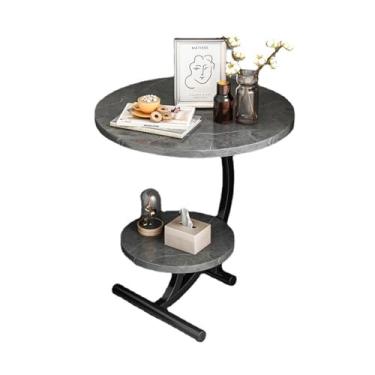 Imagem de Mesa lateral de sofá moderno aparador simples cabeceira pequeno café quarto redondo simples (cinza)