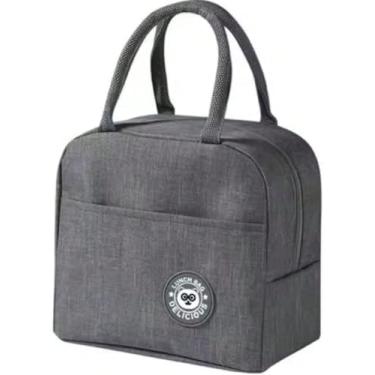 Imagem de BOLSA TERMICA COMPACTA FUNCIONAL PARA LANCHE ESCOLAR, ACADEMIA, PISCINA MARMITAS INFANTIS E DIA A DIA (CINZA)