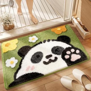 Imagem de Tapete de banho animal, tapete fofo de panda de desenho animado, tapete de porta ultra macio e antiderrapante, tapetes de banho de microfibra absorvente, tapete de banho lavável à máquina para
