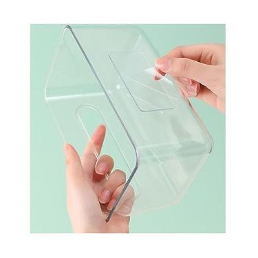 Imagem de x3anggyt5 Capa de caixa de lenços de papel transparente montada na parede, suporte para lenços umedecidos, suporte de papel de guardanapo, toalha de rosto, caixa de armazenamento de papel para