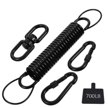 Imagem de Mola giratória para varanda, resistente, 700 cargas, kit de pendurar para cadeira de rede - 1 mola, 2 fivelas de mola, 1 fivela giratória, 1 fio de segurança para cadeiras de balanço de varanda, redes