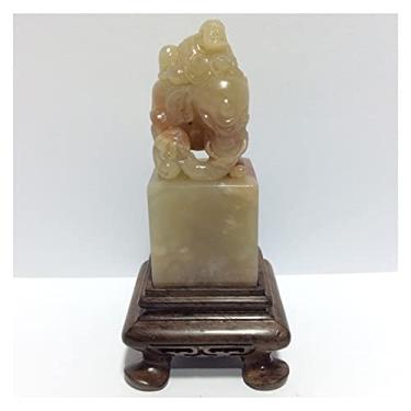 Imagem de Base de vaso de madeira cinza selo quadrado estátua de Buda selo de jade ornamento pedestal artesanato suporte de exibição de plantas de jardim suporte de exibição