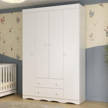 Imagem de Guarda-roupa Infantil 122cm 4 Portas e 2 Gavetas Realeza Multimóveis Mp4453 Branco