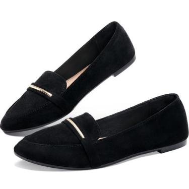 Imagem de Sapatos Obtaom, mocassim feminino de bico fino, preto