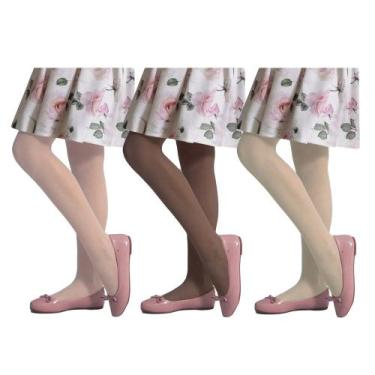 Imagem de Kit 3 Meias-Calças Selene Básica Fio 20 Infantil, Preto, Bege, 8