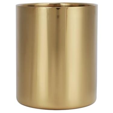 Imagem de HEEPDD Copo de Lápis de Aço Inoxidável, Porta-Lápis Porta-Canetas de Metal Organizador de Mesa de 3,9 X 3, pol. para Canetas Pincéis de Maquiagem Com Superfície Lisa e Design Moderno Copo de de Aço