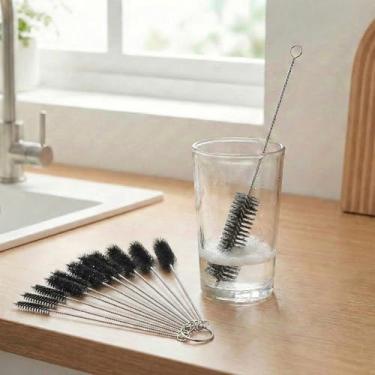 Imagem de Conjunto de escovas de limpeza de nylon, escovas pequenas de 12 peças para limpeza de precisão, tubos, eletrônicos e limpeza doméstica, cerdas de nylon duráveis, preto