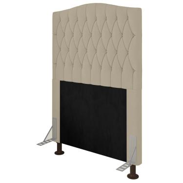 Imagem de Cabeceira Estofada Cama Box Solteiro Greta 90cm com Frame Corano Bege - Desk Design