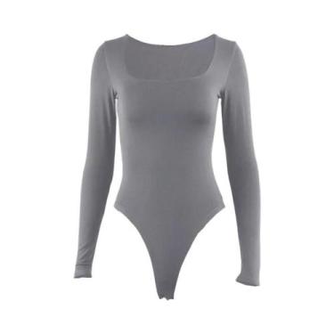 Imagem de Macacão Feminino Bodycon De Manga Longa Com Gola Quadrada E Elástico, 