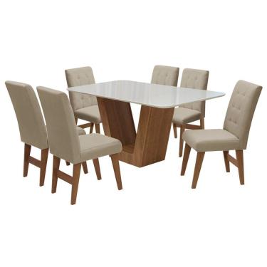 Imagem de Conj Mesa de Jantar Safira 6 Cadeiras Agata 160cm