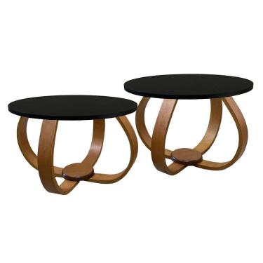 Imagem de Conjunto Mesa De Centro E Lateral Pés Cebola Espelhada Preto