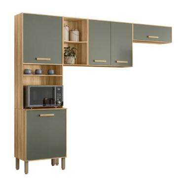 Imagem de Armario de Cozinha Compacta Maria Flor com 5 Portas - Nicioli, Freijo/