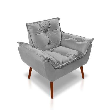 Imagem de Poltrona Opala Luxo Suede Cinza Claro
