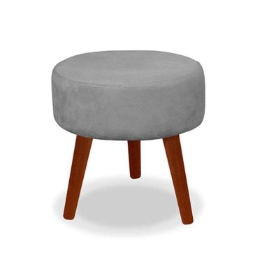 Imagem de Puff Redondo Decorativo Danny Cinza Pés Palito