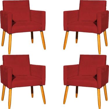 Imagem de Kit 4 Poltronas Para Recepção Nina Suede Cores Pé Palito 30cm Castanho - Suede