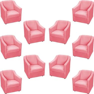 Imagem de Kit 10 Poltronas Decorativa Mila Pé De Plástico Cromado - Rosê Suede