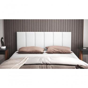 Imagem de Cabeceira Casal Laura 1,40 Almofadada Corino Branco