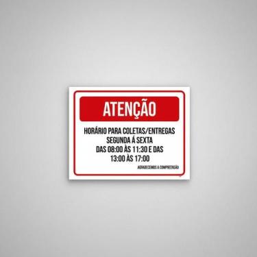 Imagem de Placa Acm Horário Coletas E Entregas 18X23 - Sinalizo