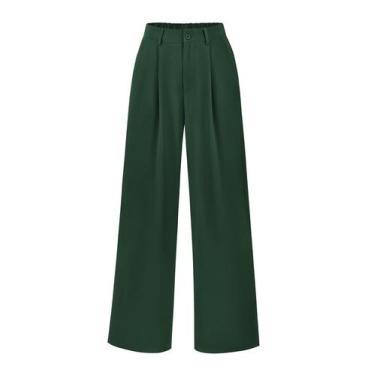 Imagem de Calça PRETTYGARDEN Pantalona Verde Escuro Cintura Alta P