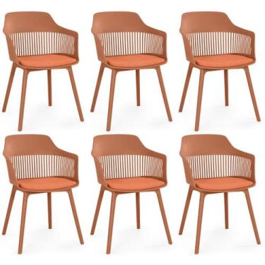 Imagem de Kit 6 Cadeiras de Jantar Estofada Marcela - Marrom - Magazine Decor