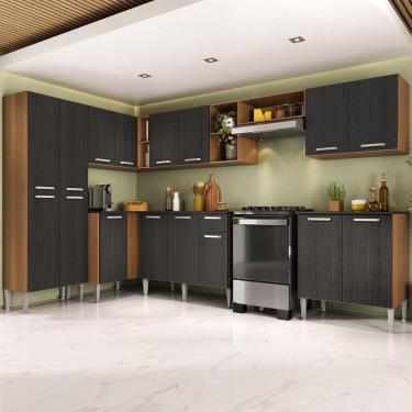 Imagem de Armário Cozinha Modulada Completa de Canto 432,5cm Pequim Pop Multimóveis MP3774