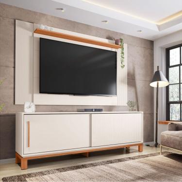 Imagem de Bancada Rack Com Painel Para Tv Até 65 Polegadas Jace Off White Mr/freijo