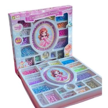 Imagem de Kit Miçangas Infantil Coloridas Pra Montar Pulseiras E Colares Brink M