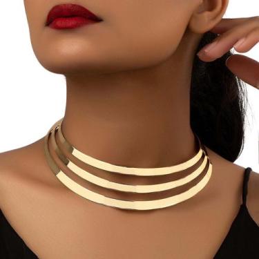 Imagem de Colar Feminino para Mulheres Dourado Moderno Luxo Feminino - - anjo da