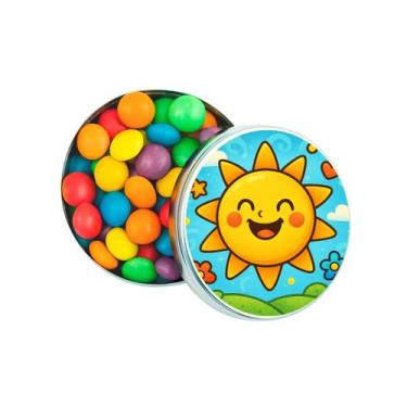 Imagem de Kit 30 Latinhas Lembrancinhas Sol Sorridente Cor: Prateado - Gil Festa