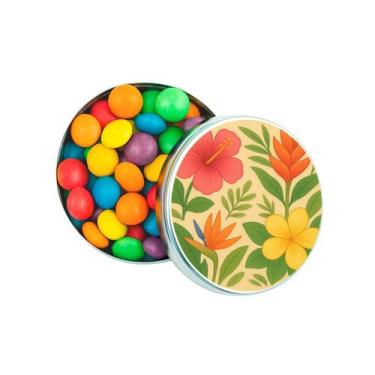 Imagem de Kit 30 Latinhas Lembrancinhas Flores Tropicais Cor: Prateado - Gil Fes