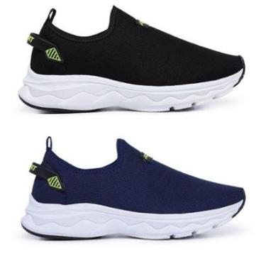 Imagem de Tênis Masculino Treino Academia Casual Confortável Leve Preto e Azul-Masculino