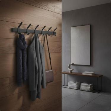 Imagem de Cabideiro de Parede Mancebo Arara Organizador Porta Roupas 6 Ganchos M