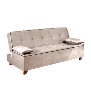 Imagem de Sofá Cama 2 Lugares 1,85m Zoe Bom Pastor, Bege Veludo Luxo
