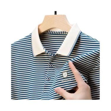 Imagem de Camisa Polo Masculina De Algodão Respirável Com Manga Curta, T-Shirt M