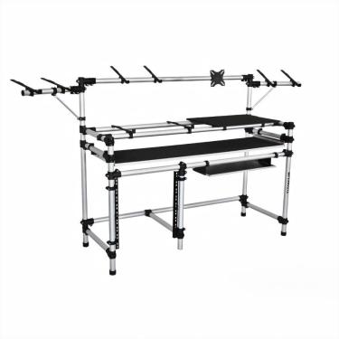 Imagem de Suporte Studio Profissional Titanium Racks RS 345 Para Teclado até 7/8 + Mesa de Som + Monitor LCD + Monitores de Áudio Com Suporte Notebook