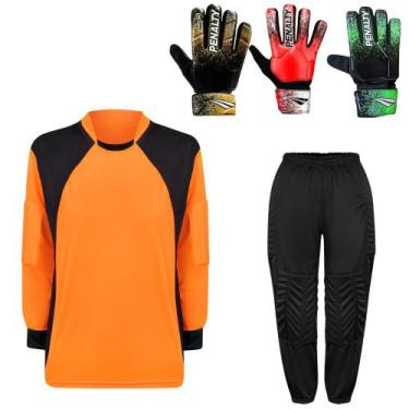 Imagem de Kit Goleiro Juvenil Camisa + Calça Acolchoada + Luva De Goleiro Penalt