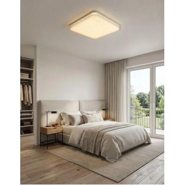 Imagem de Plafon Sobrepor Cristal Abs 60w Led Multicor Quadrado Bivolt Branco - 