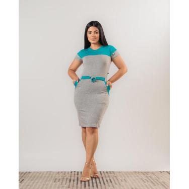 Imagem de Vestido Tubinho Midi Casual e Esporte - Maria Li Modas, Cinza, G2
