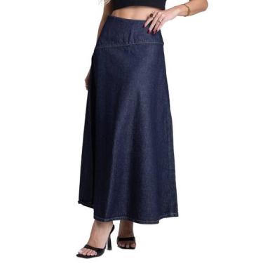 Imagem de Saia Jeans Sawary Midi - 282505 - Azul br 42, Azul, 42