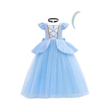 Imagem de Vestido De Princesa Azul Roxo Para Meninas, Fantasia De Cinderela Com 