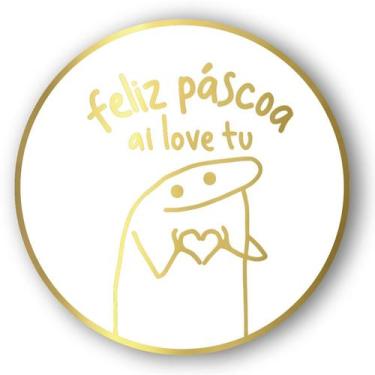 Imagem de Adesivo Flork "Feliz páscoa ai love tu" - Ref.2151 - Hot Stamping - Do