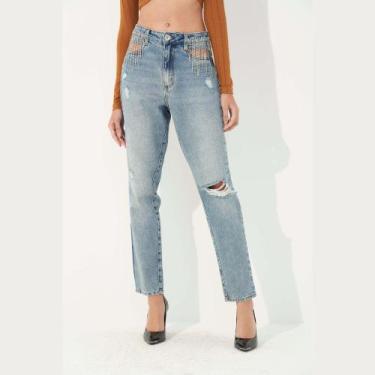 Imagem de Calça Colcci Jeans Bruna com Correntes Feminina, Azul, 42